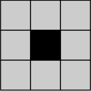 <span class="figure-number">Figure 7: </span>The pixels surrounding the black pixel are 8-connected to it. Source: Wikipedia