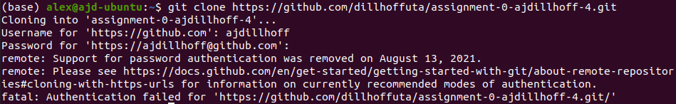 <span class="figure-number">Figure 2: </span>Attempting to authenticate using your GitHub password.