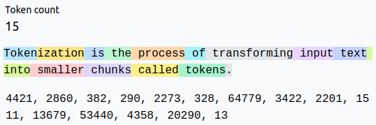 <span class="figure-number">Figure 1: </span>An example of tokenization using the tokenizer used in gpt-4o.